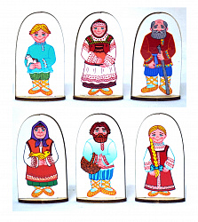 Набор кукол на подставке "Семья русская" 6 шт. материал - фанера