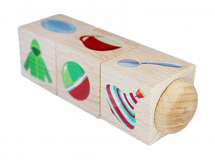 Кубики деревянные на оси "Обобщение" (3 кубика)