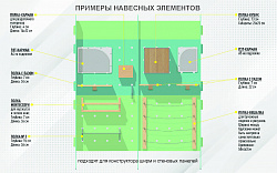 Настенная панель с перфорацией, 35 отверстий