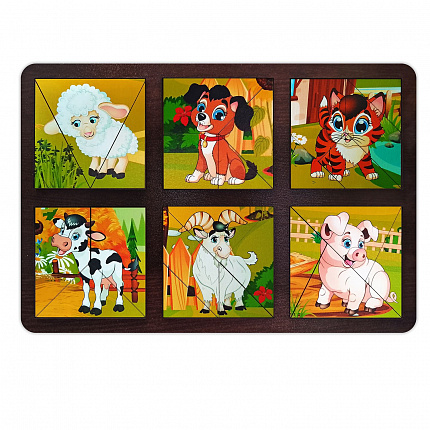 Развивающая доска "Сложи квадрат. Домашние животные"