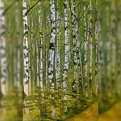 Репродукция картины Н.К. Рерих "Березы" Декорация / Занавес сцены