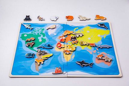 Липучка карта Хищиные животные