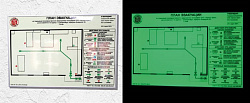 План эвакуации формата А2 поэтажный фотолюминесцентный на пластике 2 мм размер 600 х 400 по новому ГОСТ 34428-2018