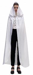 Белый атласный плащ с капюшоном, универсальный