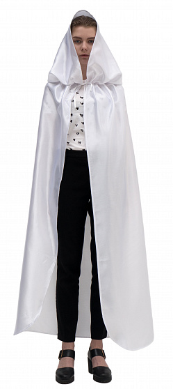 Белый атласный плащ с капюшоном, универсальный