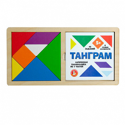 Игра головоломка деревянная «Танграм» цветная