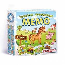Детское деревянное Мемо "Ферма" 24 деталей