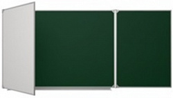 Трёхэлементная магнитная эмалированная школьная доска 2000х750 комбинированная(мел\маркер)
