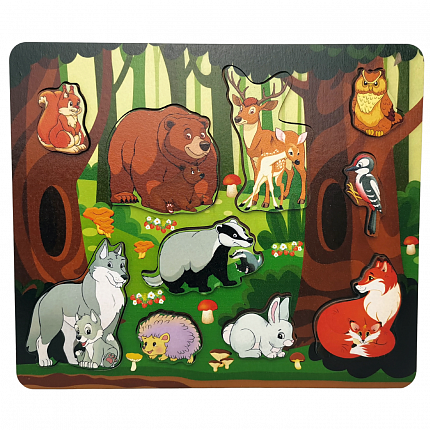 Рамка-вкладыш "Кто живет в лесу?" 10 деталей