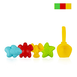 Игра Детский песочный набор «Рыбка» 8пр.(ведро большое, ситечко, формы для песка 4шт., совок, грабли)