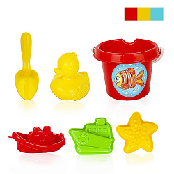 Песочный набор мультяшка «Морской круиз» (уточка, кораблик, 2 формочки для песка, совок, ведро)