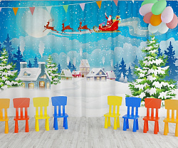 Занавес для сцены "Дед мороз над деревней 3" (2,8*4,5м)