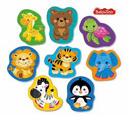 Пазлы контурные Половинки "Дикие животные" Baby Toys