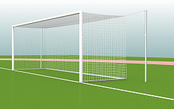 Ворота ф/б 7,32х2,44м АЛЮМИНИЕВЫЕ (профиль d=100мм) стационарные (подъемная задняя рамма, растяжки, стаканы) FIFA