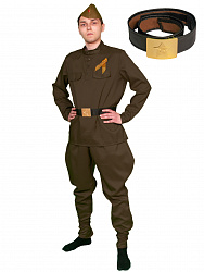 Солдат взрослый в галифе без сапог ремень кожзам,  пряжка металл