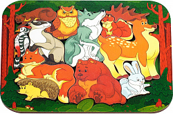 Зоопазл "Лесные жители" 11 деталей(дерево)