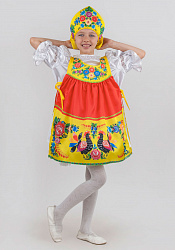 Костюм с кокошником для девочки "Городецкая роспись"