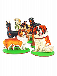 Игровой набор в коробке "Собаки служебные" (дерево)