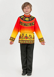 Русская народная рубаха Хохлома Узорная для мальчика