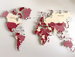 Многоуровневая карта мира из дерева С ПОДСВЕТКОЙ  170х105