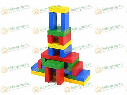Конструктор детский деревянный "Строитель" Цветные кирпичики 40 шт.