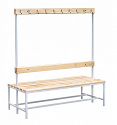 Скамейка для раздевалок двусторонняя с вешалками 1610х2000х630 мм