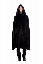 Бархатный плащ с капюшоном черный, универсальный