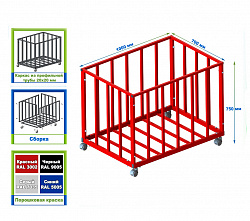 Контейнер разборный передвижной для мячей (цвет красный)