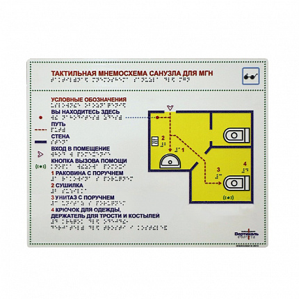 Мнемосхема тактильная, для санузла, PVC3, 321х411
