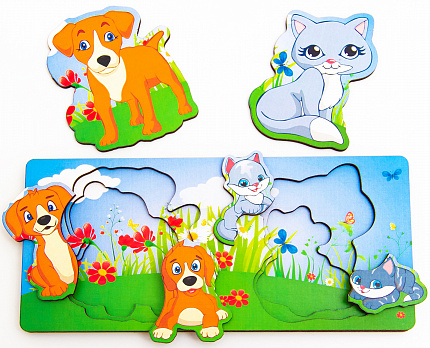 Вкладыш многоуровневый Собака и кошка