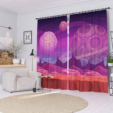 Комплект фотоштор. Фиолетовая планета