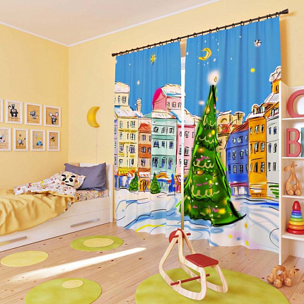 Комплект фотоштор. В лесу родилась елочка