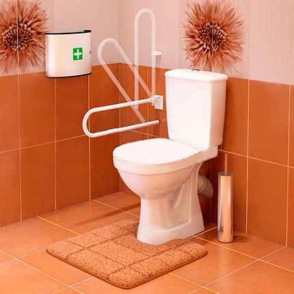 Поручень откидной настенный 70 см. Белый