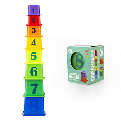 Пирамидка «Башня» 30 см, 8 элементов (в коробочке)