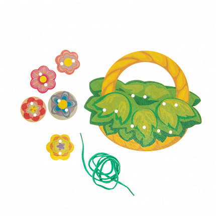 Шнуровка деревянная "Цветочное лукошко"