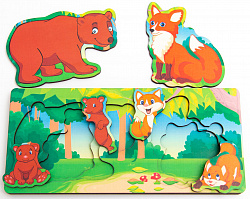 Вкладыш многоуровневый Медведь и лиса