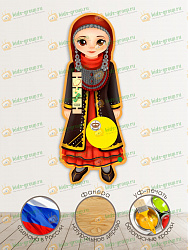 Дидактическая панель/ Бизиборд АЛТЫНАЙ в национальном башкирском костюме Региональный компонент Республика Башкортостан