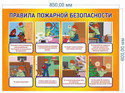 Стенд "Правила пожарной безопасности" 850 х 600 пластик 3мм
