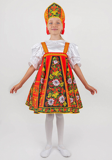 Русский народный костюм для девочки Хохлома Задорная