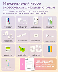 Песочный световой стол PREMIUM (GIGA) Детский стол + КРЫШКА Белая/Меловая + Растущий стул + КРЫШКА Алфавит/Магнитно-маркерная + Прозрачный мольберт + Панель конструктор + 2 навесных стаканчика