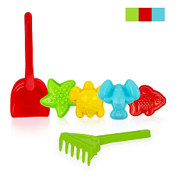 Игра Детский песочный набор 6пр.(формы для песка 4шт.,совок, грабли)