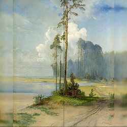 Репродукция картины А.К. Саврасов "Летний пейзаж. Сосны" Декорация / Занавес сцены