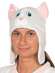 Шапка Кошечка белая взрослый