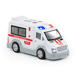 Автомобиль инерционный (со светом и звуком) (в коробке) Скорая помощь