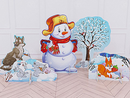 Театральная композиция "Снеговик в лесу"