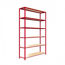 Стеллаж для хранения спортивного инвентаря 6 полок 1900х1220х350 мм разборный (цвет красный)