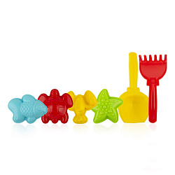 Игра детский песочный набор 6 предметов (формы для песка, совок, грабли)