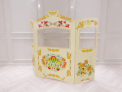Ширма для кукольного театра Хохлома бежевая (Напольная)