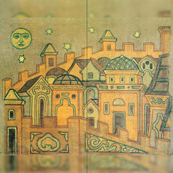 Репродукция картины Н.К. Рерих "Города" Декорация / Занавес сцены