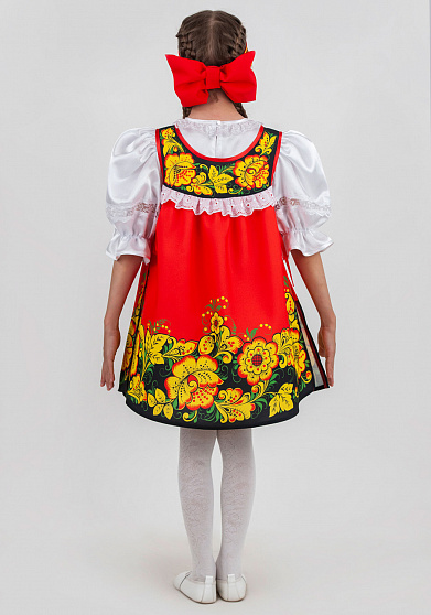 Русский народный костюм для девочки Хохлома распашная
